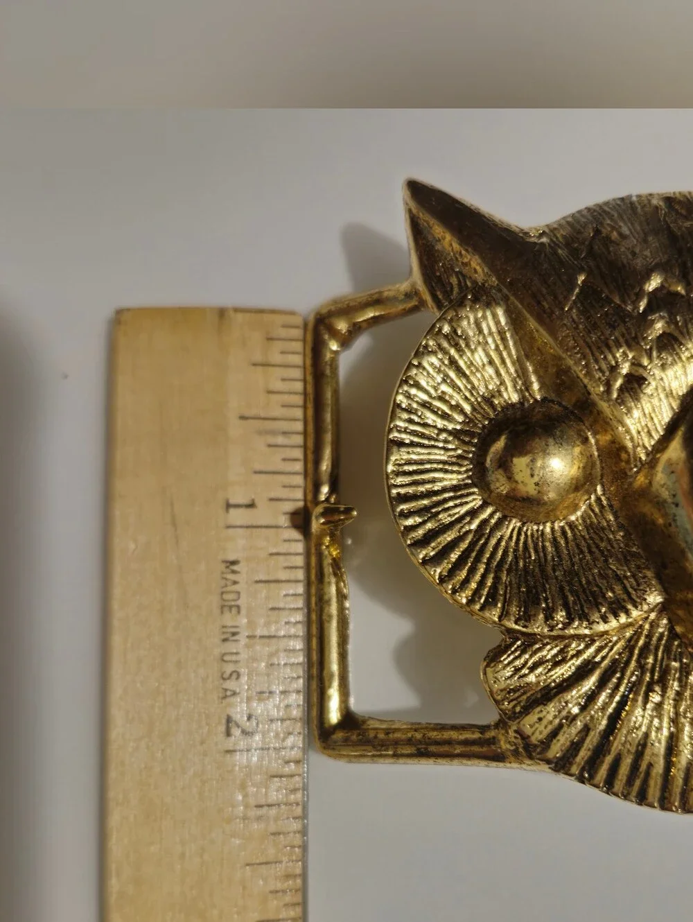 Vintage Gold Tone Owl Belt Buckle Statement Boho Western Unisex